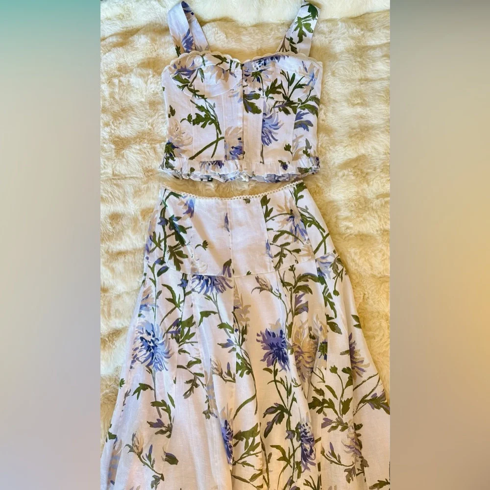 Reformation Anatolia Linen Two Piece In Serenity, brand new, never worn,no flaws - Picture 8 of 16